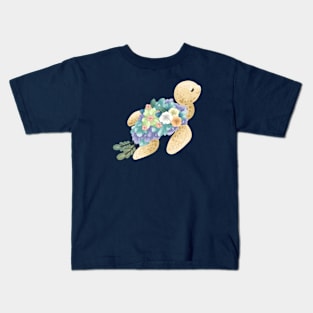 Sea Turtle with Shrubbery Shell Kids T-Shirt